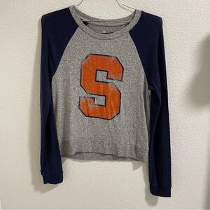 Syracuse Navy and Gray Sweater with Orange Lettering